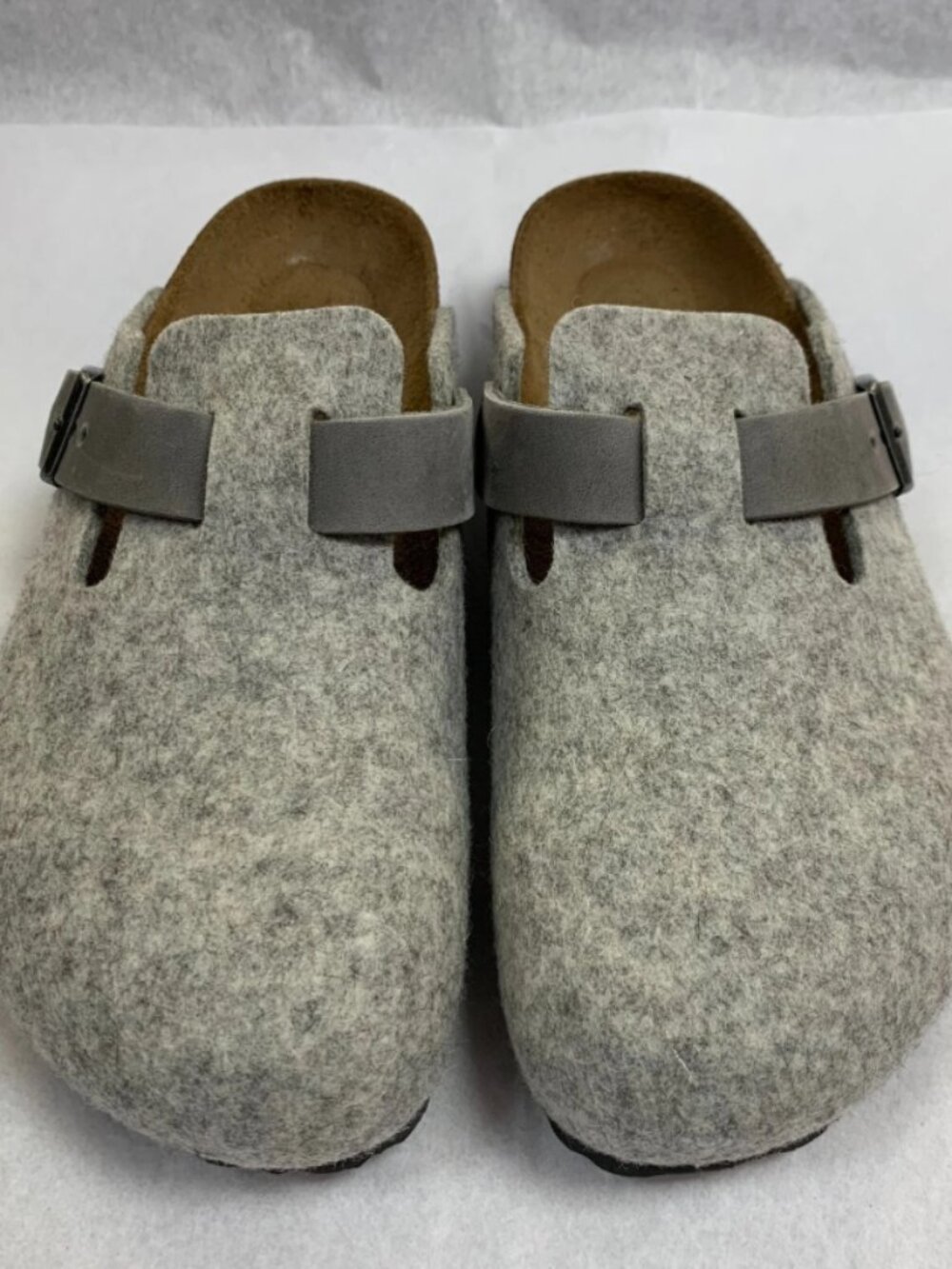 Birkenstock Boston Light Gray Wool Felt Narrow Width Clogs